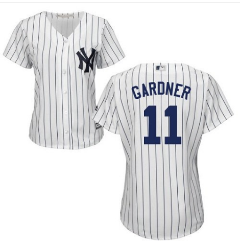 Women's New York Yankees #11 Brett Gardner White Cool Base Stitched Jersey(Run Small)